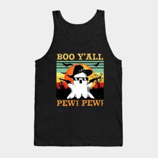 Funny Boo Y'all Cowboy Country Western Halloween Tank Top